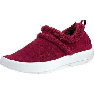 OOFOS Women Sz 6.5 Oocoozie Low Recovery Shoe Sherpa Burgundy Cabernet Wine Red